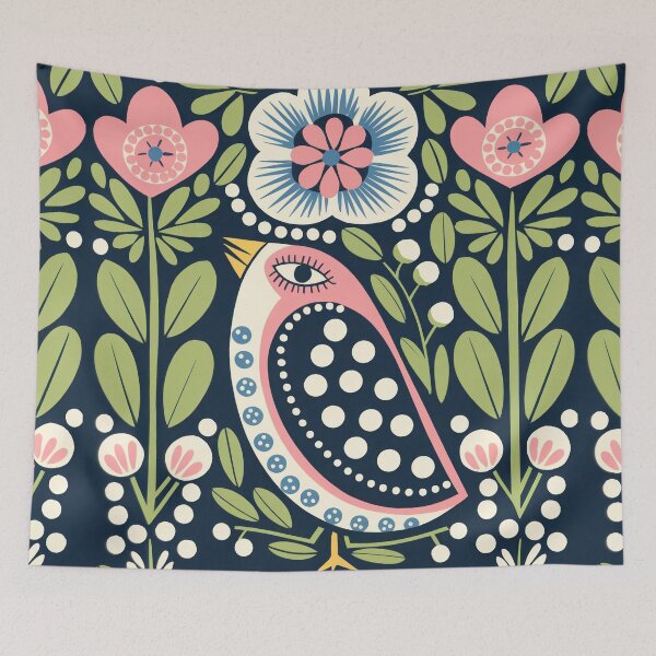 Item preview, Botanical Bird Wall Art – Colorful Floral Illustration designed and sold by Filora Atelier | Bird Art.