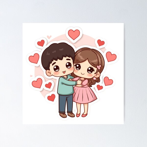 Item preview, Kawaii Couple Hug - Cute Love Hearts Aesthetic designed and sold by FluffiPopo.