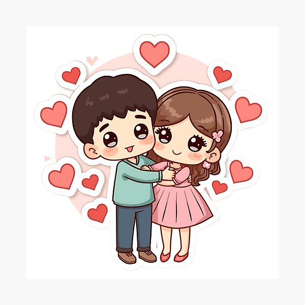 Item preview, Kawaii Couple Hug - Cute Love Hearts Aesthetic designed and sold by FluffiPopo.
