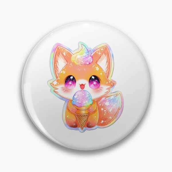 Item preview, Kawaii Fox Ice Cream Holographic Chibi Foodie  designed and sold by Ashley critters.
