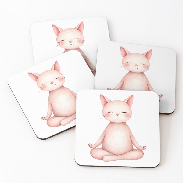 Item preview, Meditation pink cat designed and sold by trendspatterns.