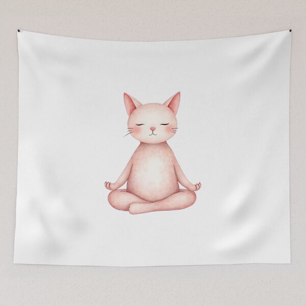 Item preview, Meditation pink cat designed and sold by trendspatterns.