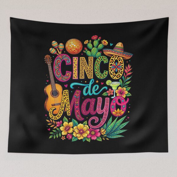Item preview, Cinco De Mayo Mexican Fiesta Colorful Party Sombrero Taco Vibes designed and sold by NuralsArt.