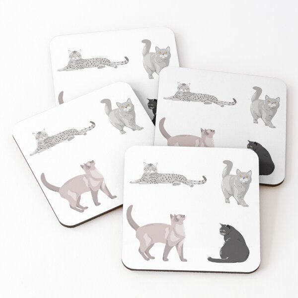 Item preview, Cats resting and playing in a simple illustration of different feline breeds in various poses designed and sold by Ms. Iryna.