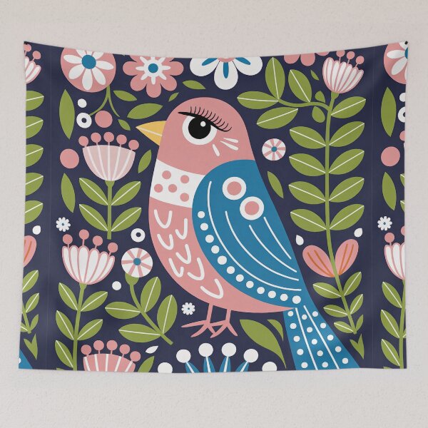 Item preview, Colorful Bird Illustration Print – Floral Nature Art designed and sold by Filora Atelier | Bird Art.