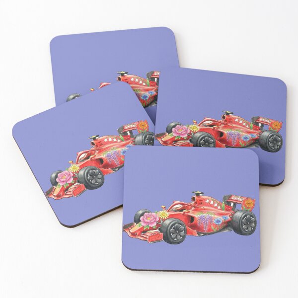Item preview, Floral Velocity: Coche de carreras rojo con decoración botánica designed and sold by ticzla95.