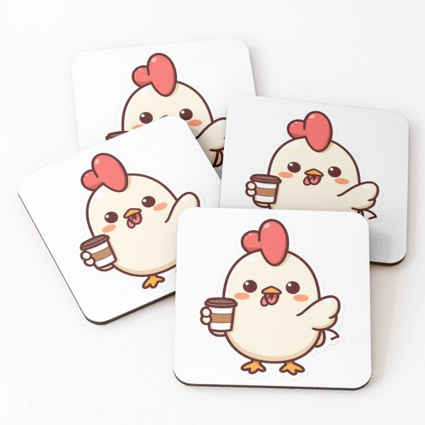 Item preview, Kawaii Rooster Holding Coffee Cup - Cute Coffee Chicken Sticker designed and sold by FluffiPopo.