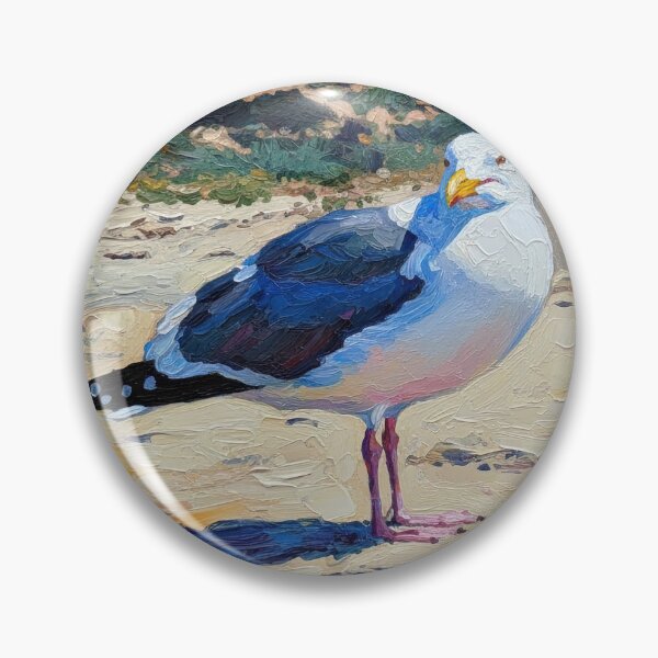 Item preview, Oil Painting Seagull on Beach – Coastal Bird Art, Nautical Wall Decor, Shoreline Wildlife Illustration designed and sold by Tempraneo Photo.