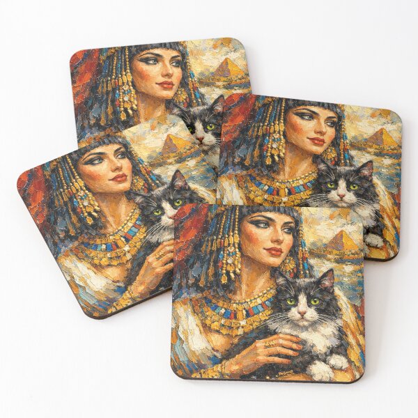Item preview, Egyptian Queen Cleopatra with Cat Portrait designed and sold by McZerrill.