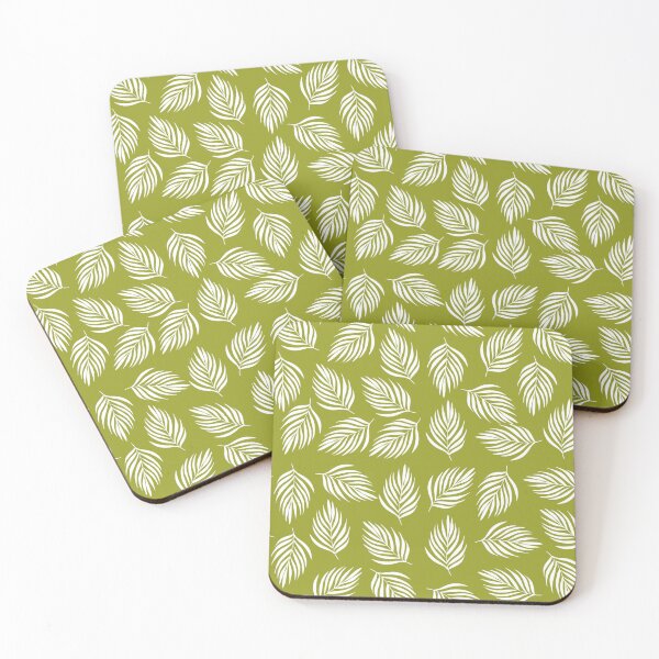 Item preview, Minimalist White Palm Leaf Pattern on Olive Green designed and sold by Artsy Corner.