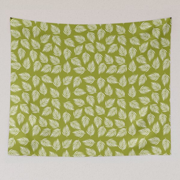 Item preview, Minimalist White Palm Leaf Pattern on Olive Green designed and sold by Artsy Corner.