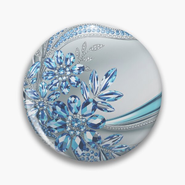 Item preview, Modern Glam Abstract Silver Winter Ice Blue Floral designed and sold by LEILA ART SPACE.