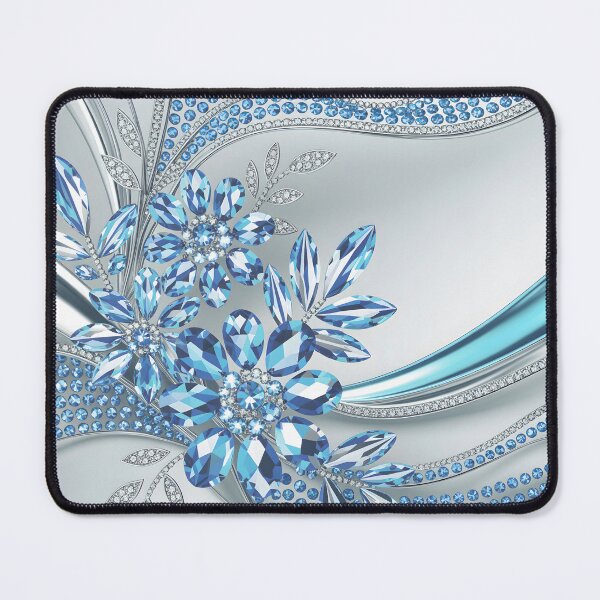 Item preview, Modern Glam Abstract Silver Winter Ice Blue Floral designed and sold by LEILA ART SPACE.