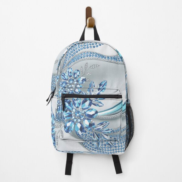Item preview, Modern Glam Abstract Silver Winter Ice Blue Floral designed and sold by LEILA ART SPACE.