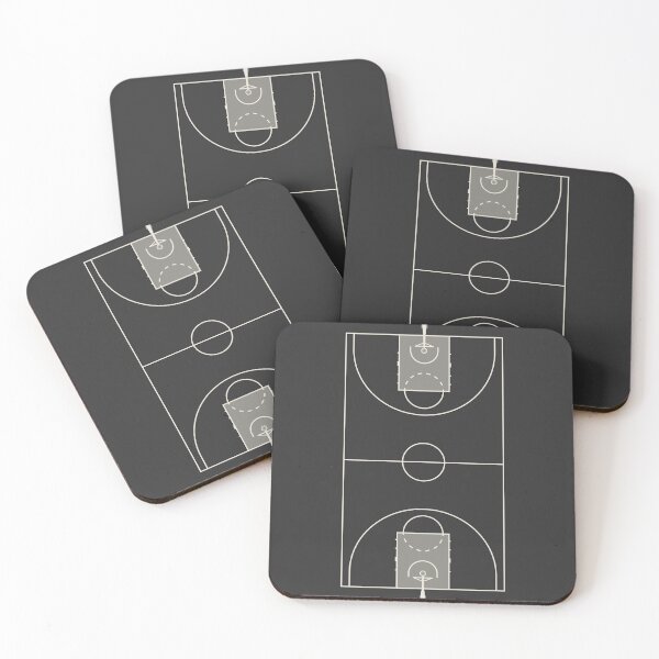 Artikelvorschau, Minimalistisches schwarzes Diagramm eines Basketballplatzes entworfen und verkauft von archetype prints.