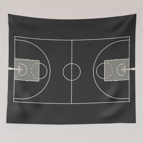 Item preview, Basketball Court Minimalist Black Diagram designed and sold by archetype prints.