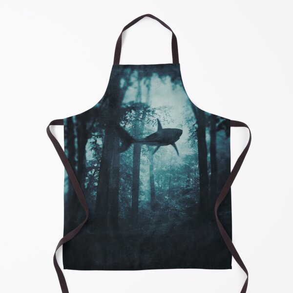 Item preview, Shark Tale - Shark swimming through twilight forest designed and sold by Dyrk Wyst Redbubble Shop.