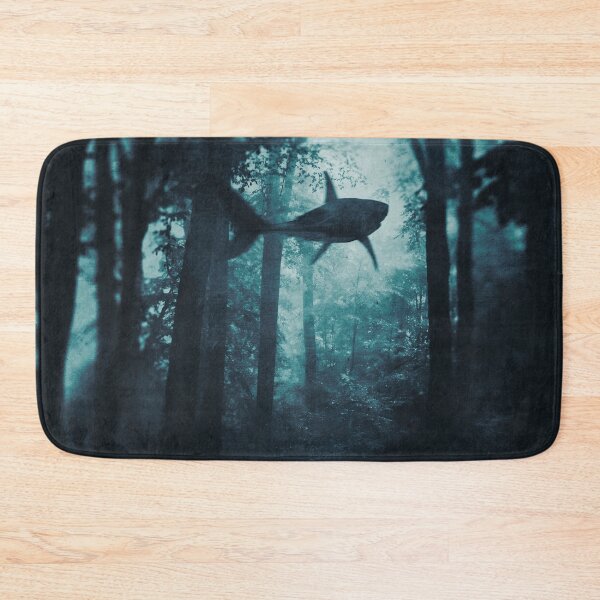Item preview, Shark Tale - Shark swimming through twilight forest designed and sold by Dyrk Wyst Redbubble Shop.