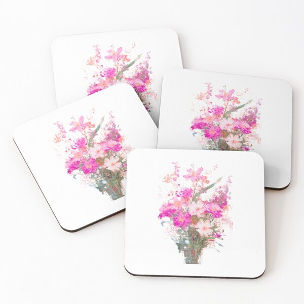 Item preview, Impressionist Pink Wildflower Bouquet on Black designed and sold by Artsy Corner.