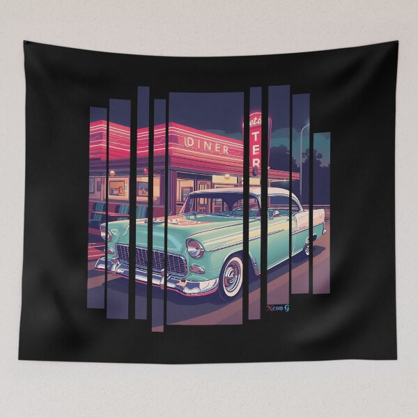 Item preview, Chevy Bel Air 1955, 50s pastel palette, chrome shine, mid-century diner vibe 1 designed and sold by Neon G.