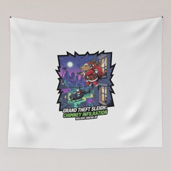 Item preview, North Pole Riot: Capybara Santa Monster  Chaos designed and sold by MiszungART.