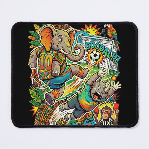 Item preview, Wild Safari Soccer Art: Elephant Scoring Goal vs. Rhino Goalie designed and sold by LineLoo.