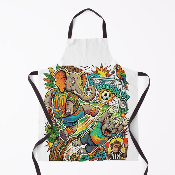 Item preview, Wild Safari Soccer Art: Elephant Scoring Goal vs. Rhino Goalie designed and sold by LineLoo.