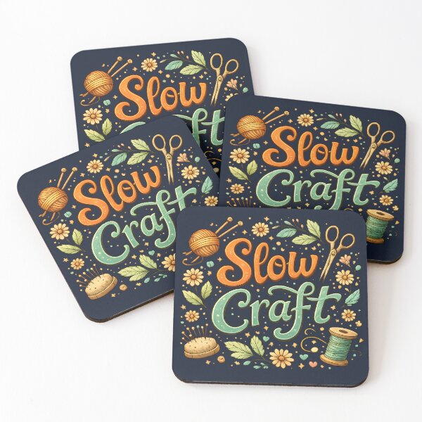 Item preview, Slow Craft – Cozy Sewing & Knitting Illustration designed and sold by blankTeeShirt.