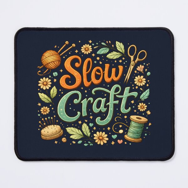 Item preview, Slow Craft – Cozy Sewing & Knitting Illustration designed and sold by blankTeeShirt.