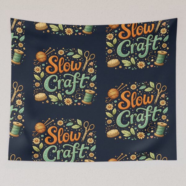 Item preview, Slow Craft – Cozy Sewing & Knitting Illustration designed and sold by blankTeeShirt.