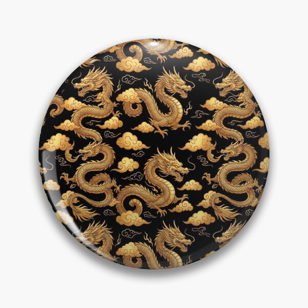 Item preview, Golden Imperial Dragon - Oriental Clouds Pattern designed and sold by edstorebeaches.