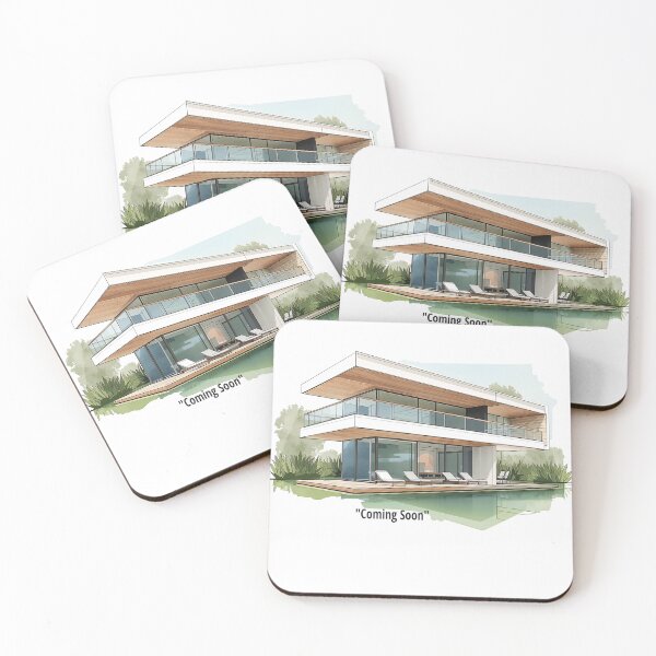 Item preview, Modern Luxury Villa Sketch - Coming Soon designed and sold by Modern Nest Art.