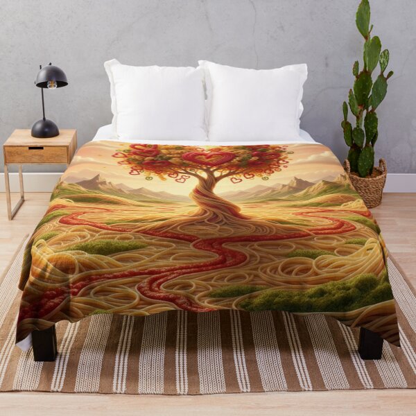 Item preview, Spaghetti heart tree in a golden pasta landscape designed and sold by Herzbaumatelier.