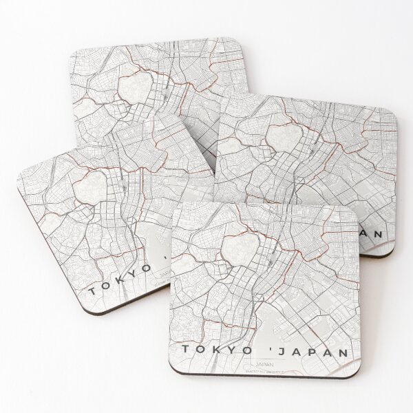 Item preview, Tokyo Japan Map Poster – Minimalist Urban Street Map with Red Accents designed and sold by Ordinarytees.