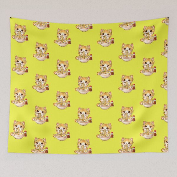 Item preview, Cute cat enjoying a ramen bowl designed and sold by RainToday.