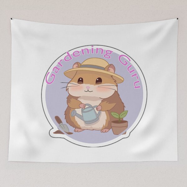 Item preview, Gardening Guru Cute Hamster Sticker -Kawaii Plant Lover Cottagecore Gardening Animal Art designed and sold by pn_terest.