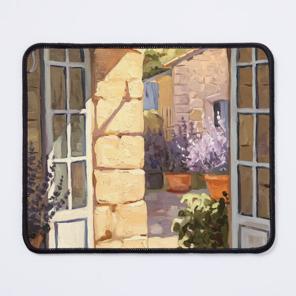 Item preview, Aix en Provence Courtyard View | Stone Archway Painting designed and sold by CARRAANN.