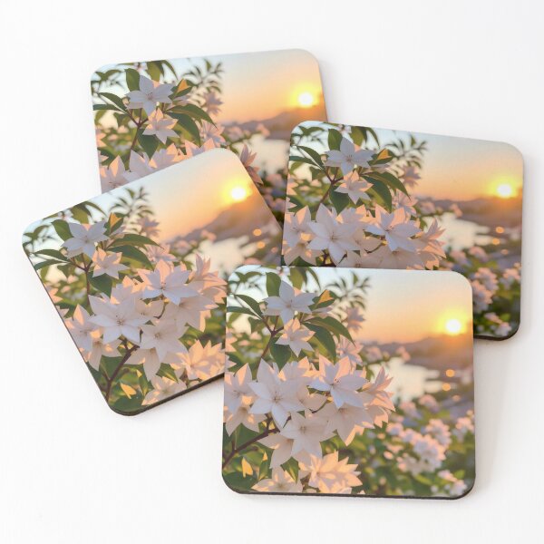Item preview, Golden Bloom: Radiant Star Flowers at Sunset designed and sold by Serene Strokes Art.