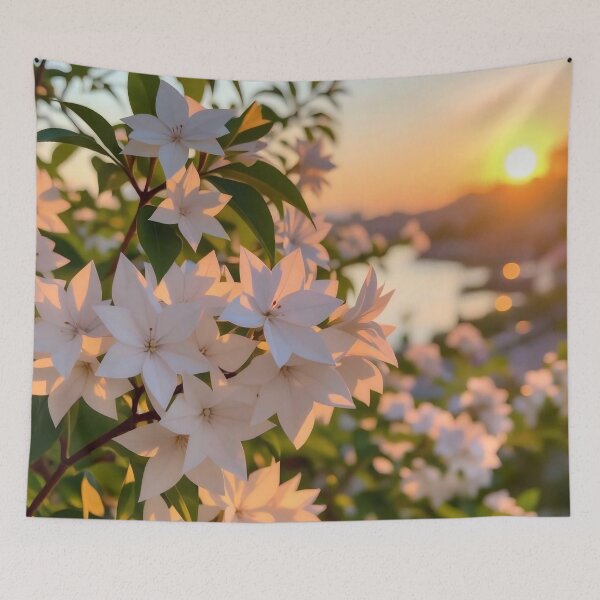 Item preview, Golden Bloom: Radiant Star Flowers at Sunset designed and sold by Serene Strokes Art.