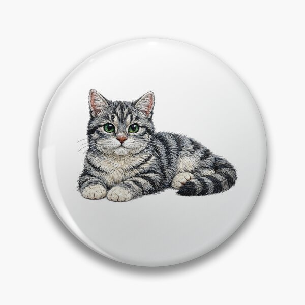 Item preview, Grey Tabby Cat Realistic Embroidery Style designed and sold by mybunnyparadise.