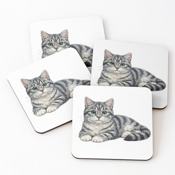 Item preview, Grey Tabby Cat Realistic Embroidery Style designed and sold by mybunnyparadise.