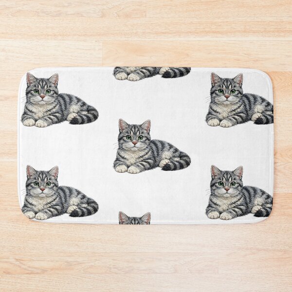 Item preview, Grey Tabby Cat Realistic Embroidery Style designed and sold by mybunnyparadise.