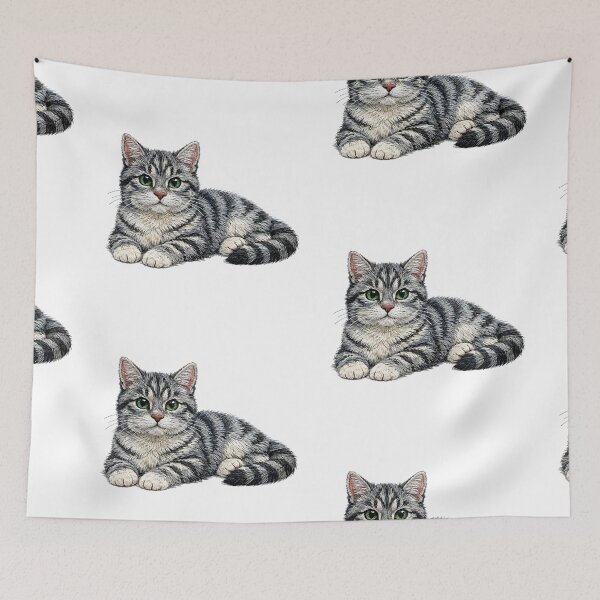 Item preview, Grey Tabby Cat Realistic Embroidery Style designed and sold by mybunnyparadise.
