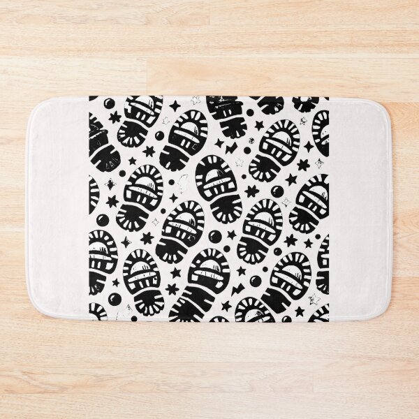Item preview, Copy of Luffy's boot prints, repeating pattern (black and white ver) designed and sold by Moonshroomarts.