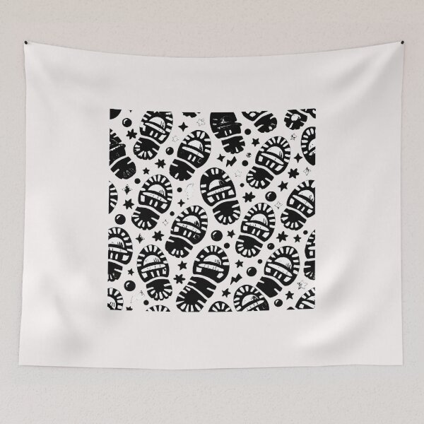 Item preview, Copy of Luffy's boot prints, repeating pattern (black and white ver) designed and sold by Moonshroomarts.