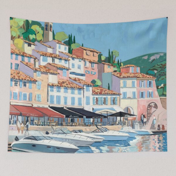 Item preview, Cassis France Harbor Scene | Colorful Port Town designed and sold by CARRAANN.