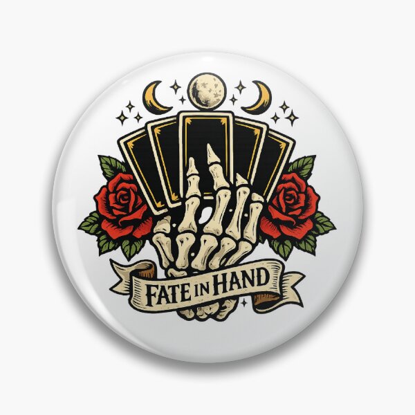 Item preview, Fate in Hand Skeleton Hand Tarot Cards Triple Moon Rose Gothic Occult Witchy Tattoo Mystic  designed and sold by The Junto Shop.