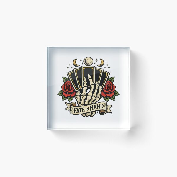 Item preview, Fate in Hand Skeleton Hand Tarot Cards Triple Moon Rose Gothic Occult Witchy Tattoo Mystic  designed and sold by The Junto Shop.