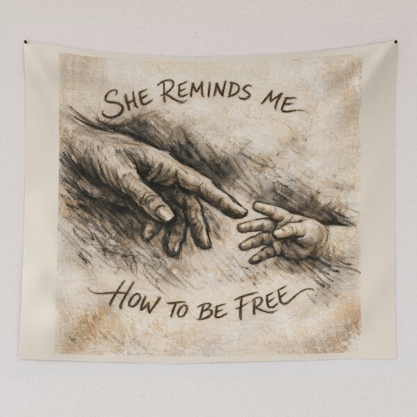Item preview, How To Be Free Mother and Child Sketch designed and sold by SplashTastic.