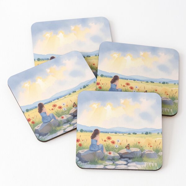 Item preview, Summer Solitude: Watercolor Meadow and Butterfly Art designed and sold by Serene Strokes Art.